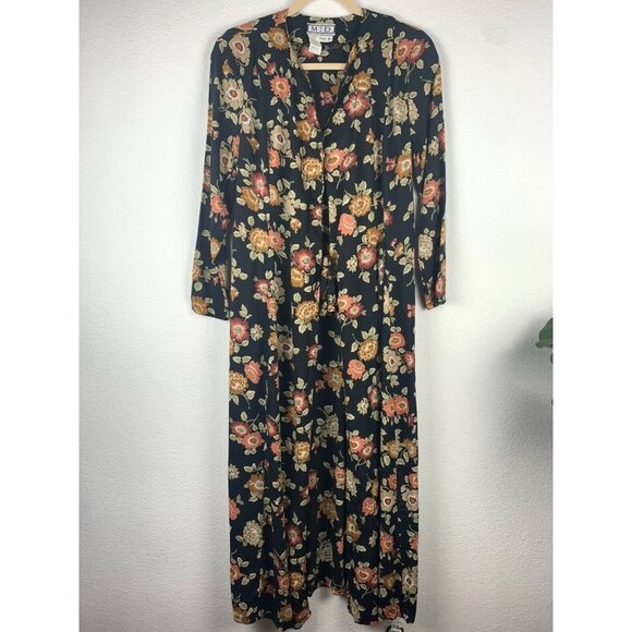 Matter of Degrees Tops - VINTAGE Matter of Degrees Women PS Black Floral Print Duster Kimono Top Cardigan